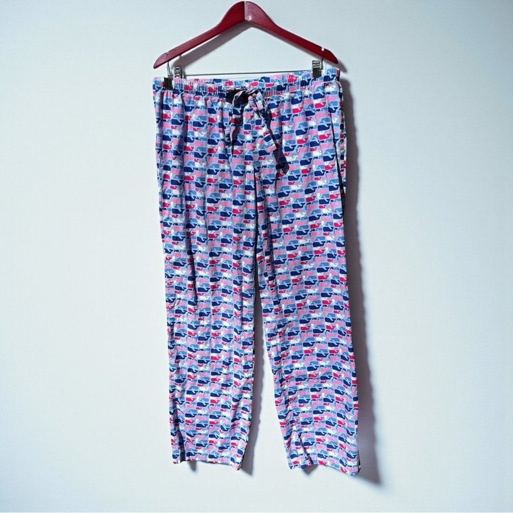 🌻Vineyard Vines Whale Print White Pink Blue Pajama Lounge Pants Size Small